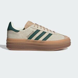 Adidas Gazelle Bold Shoes - Cream White/Collegiate Green/Magic Beige Size 5.5